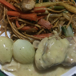 Chicken Sauce and Japanese style Chow-mein